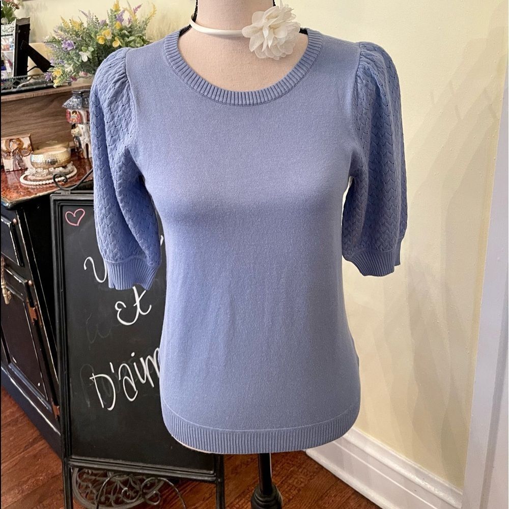 NWT MARLED *French Blue* Puff Sleeve Sweater